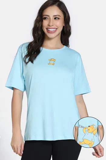 Buy Zivame Knit Cotton Nightwear Top - Crystal Blue